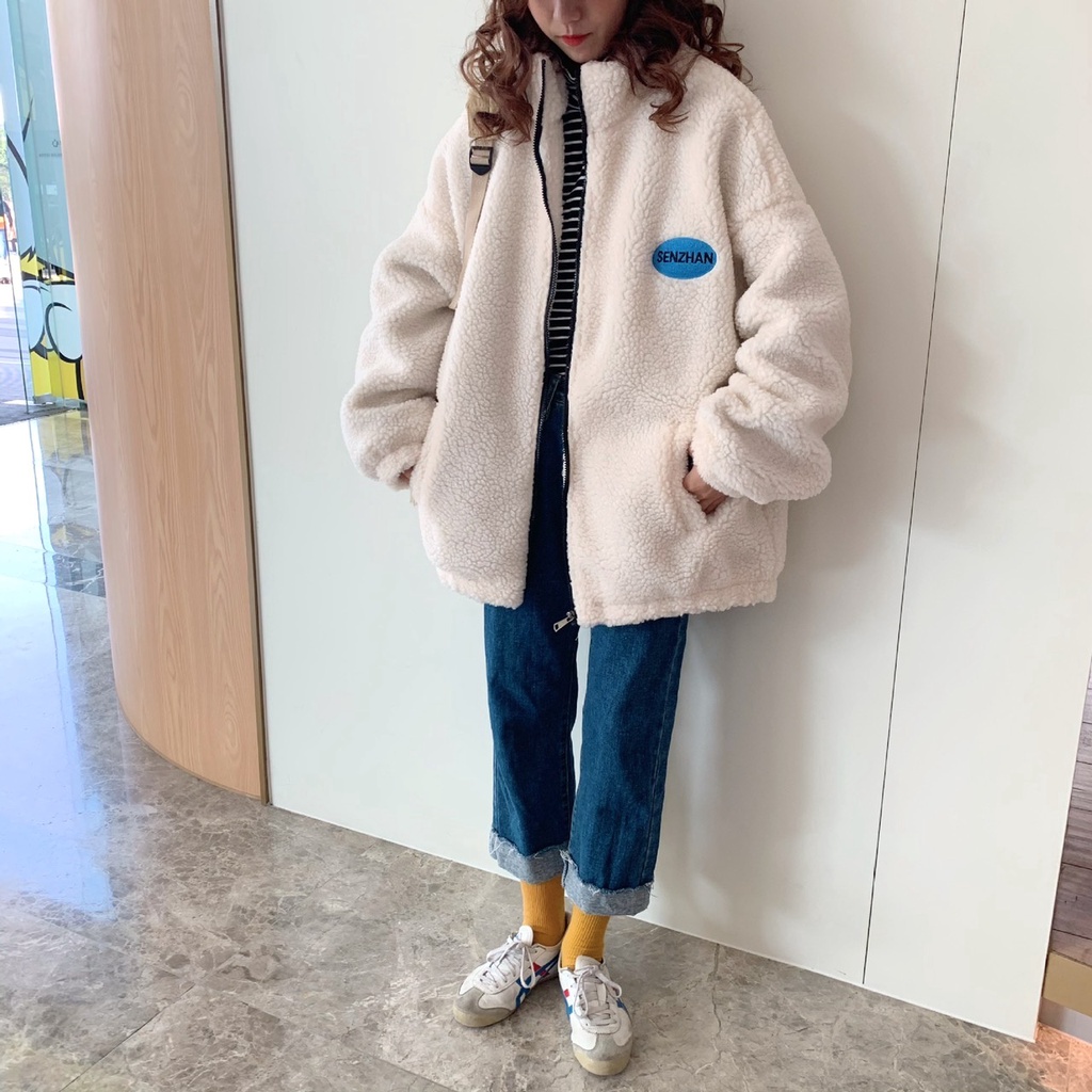 Áo Khoác Lông Senzhan PEONYB Unisex [FREESHIP]  Jacket bông form rộng, nỉ hoodie ziper cao cổ nam nữ cá tính Ulzzang