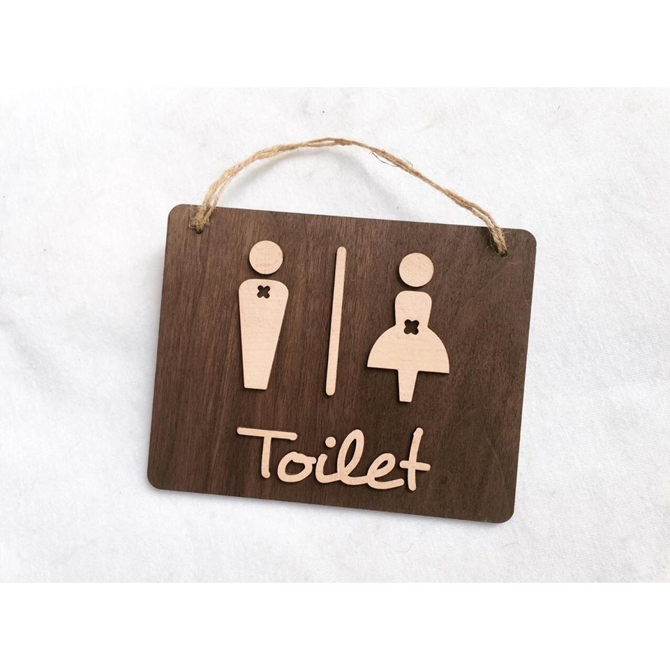 Biển gỗ toilet, wc trang trí nhà cửa xinh xắn