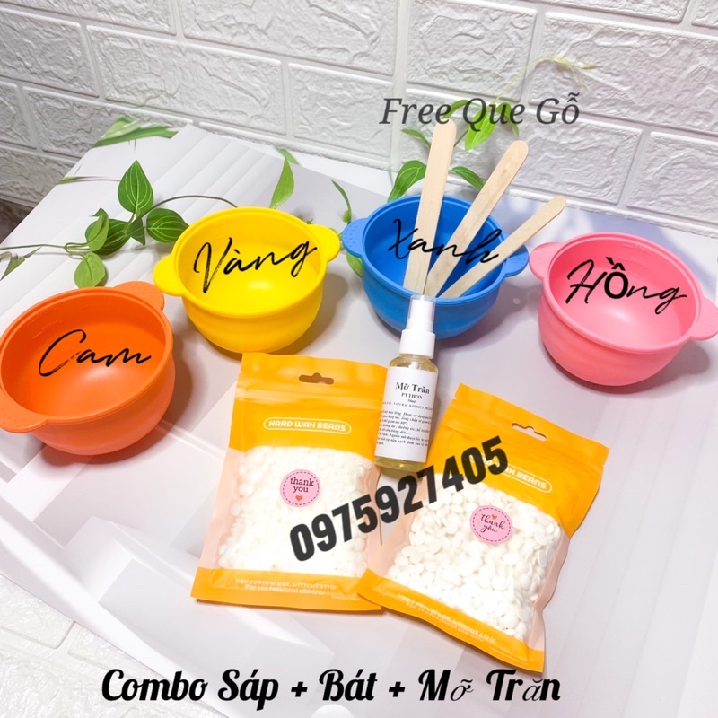 [ Sáp Cao Cấp + Bát Silicon + Mỡ Trăn ] Combo sáp wax thơm kèm Bát silicon + Mỡ trăn tặng que gỗ