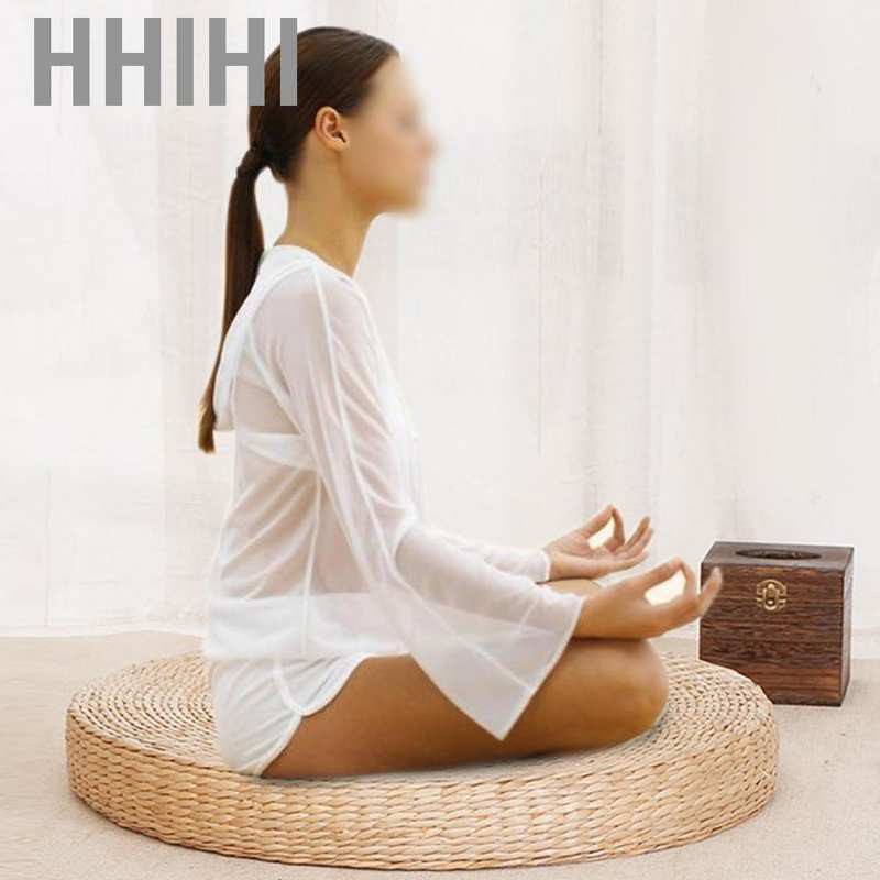 Hhihi Round Pouf Tatami Cushion Floor Grass Cushions Meditation Soft Yoga Mat 40cm