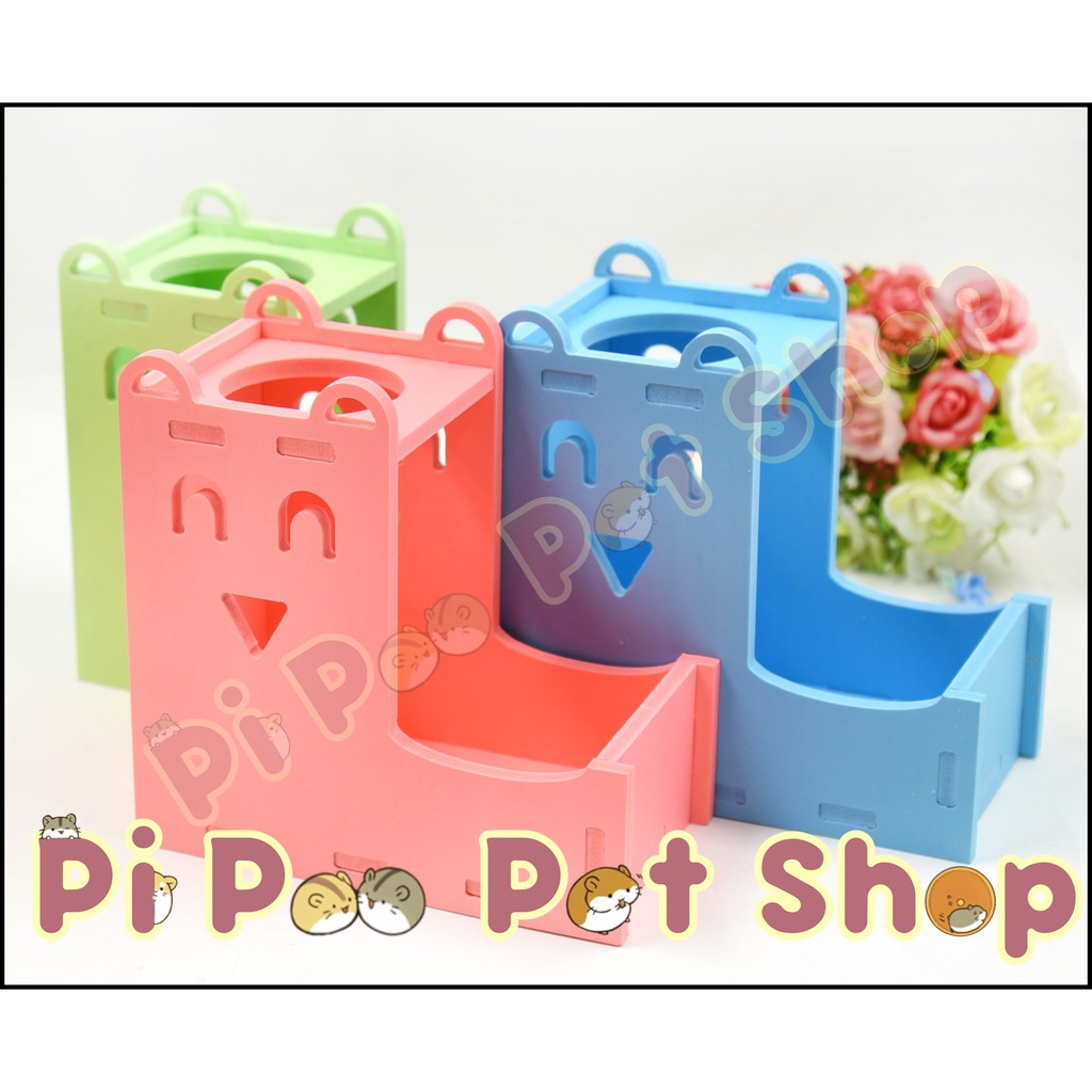 Đồ chơi gỗ cho hamster - Đế bình kết hợp chén ăn nhà ngủ 3in1