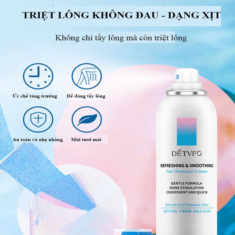 DETVFO Kem Tẩy Lông Dạng Xịt Dịu Nhẹ Không Đau