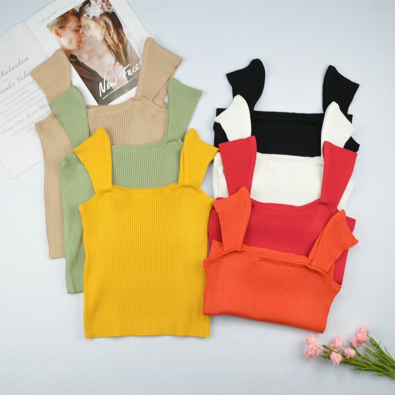 SUXI Áo Dệt Kim Hai Dây Màu Sắc Thời Trang Mùa Hè Dễ Phối Đồ Cho Nữ