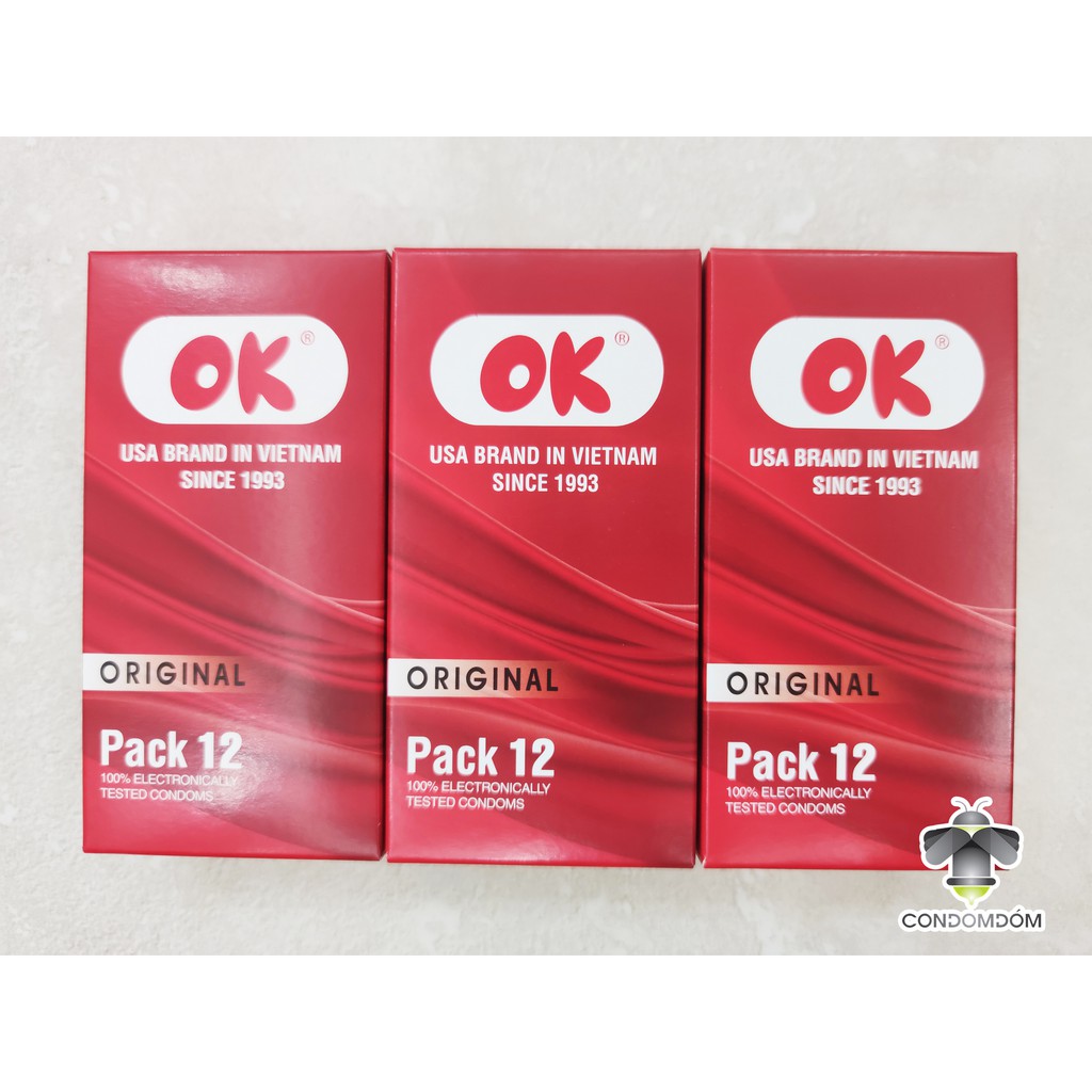 Combo 3 hộp 36 chiếc OK Original - bao cao su OK đỏ giá rẻ