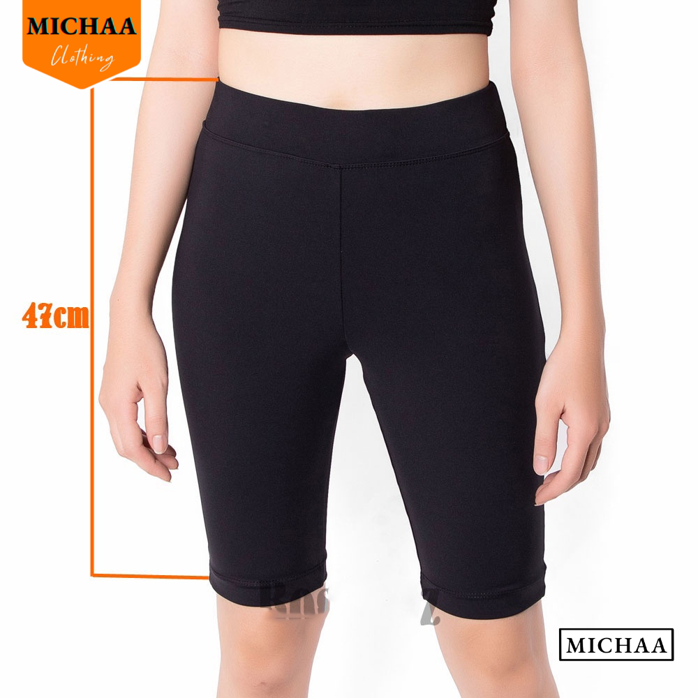 Quần LEGGING NGẮN Nữ Lưng Thun Cao Tôn Dáng Dài 47cm, Thun Co Giãn 4 Chiều, Vải Dày Đẹp Cao Cấp -  MICHAA QU13
