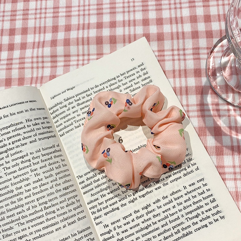 Dây Cột Tóc Co Giãn In Hình Quả Cherry Dễ Thương Cho Nữ