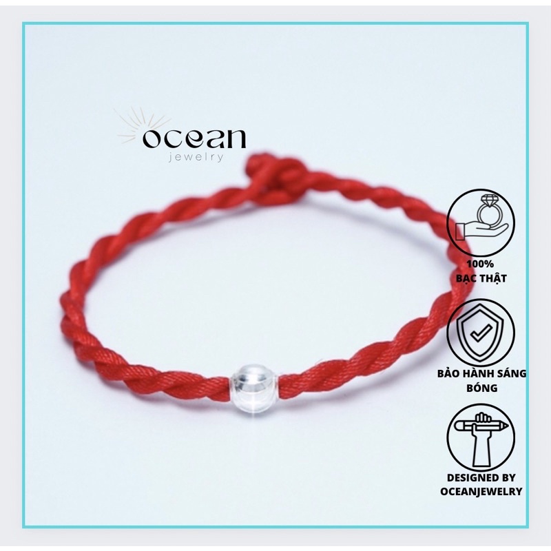 vòng tay chỉ đỏ may mắn⚡HOT DEALS⚡vòng tay bạc nữ,vòng tay chỉ đỏ may mắn Bi Bạc 925 Dây Lụa Xoắn