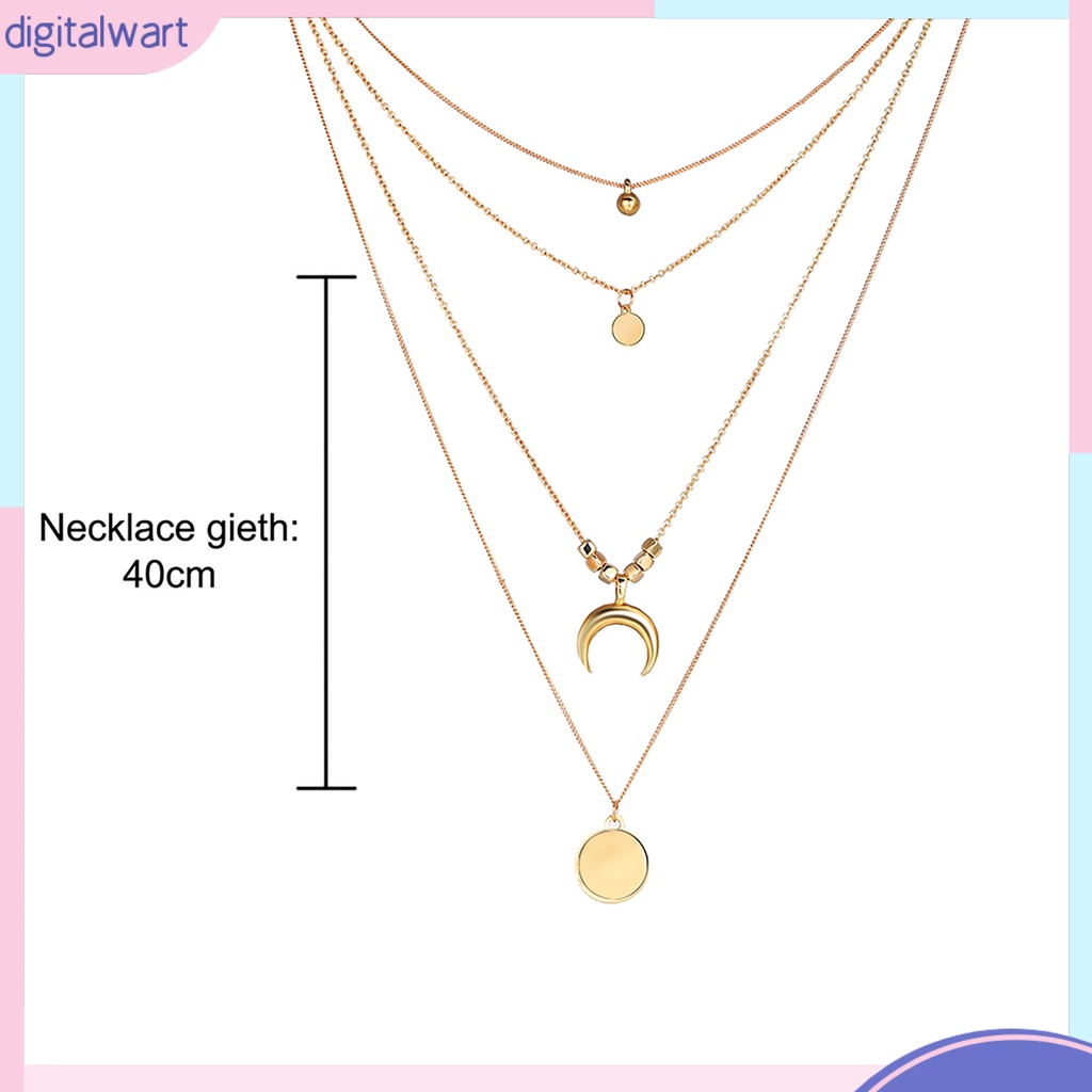 Dây chuyền đeo cổ có 4 lớp họa tiết mặt trăng và ngôi sao dễ thương cho nữ
