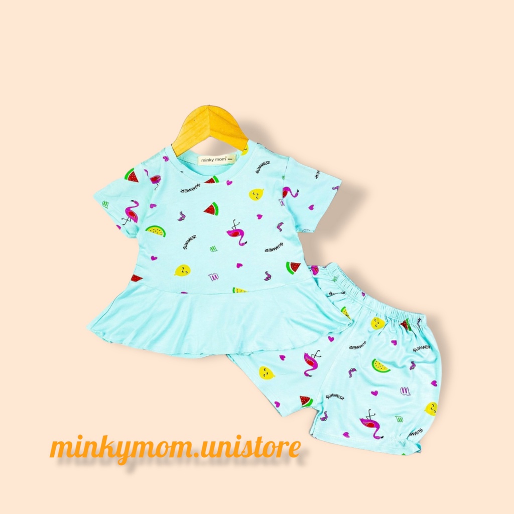 Đồ bộ cộc tay bé gái minkymom thun lạnh Size 130-170 cho bé Unibaby BCLB