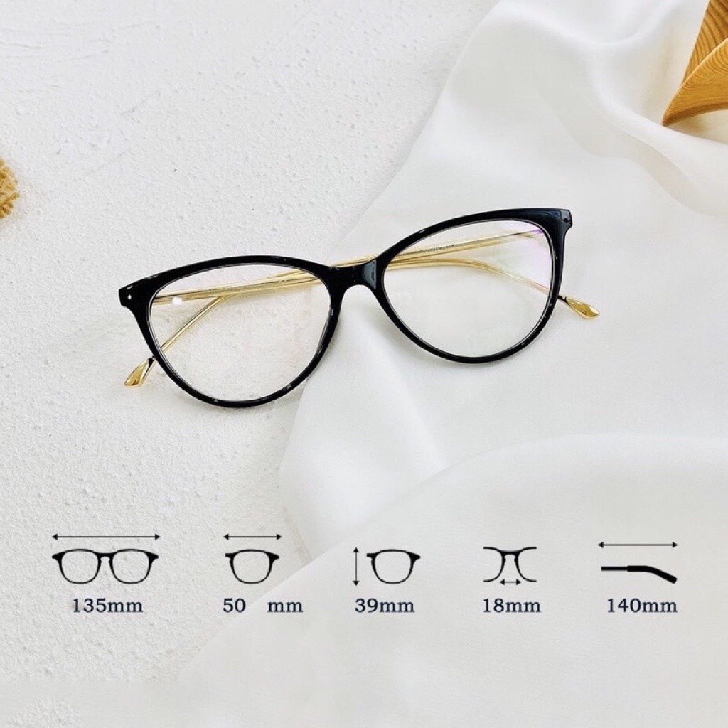 MẮT KÍNH NỮ GỌNG CHÂN KIM LOẠI VÀNG DÁNG MẮT MÈO