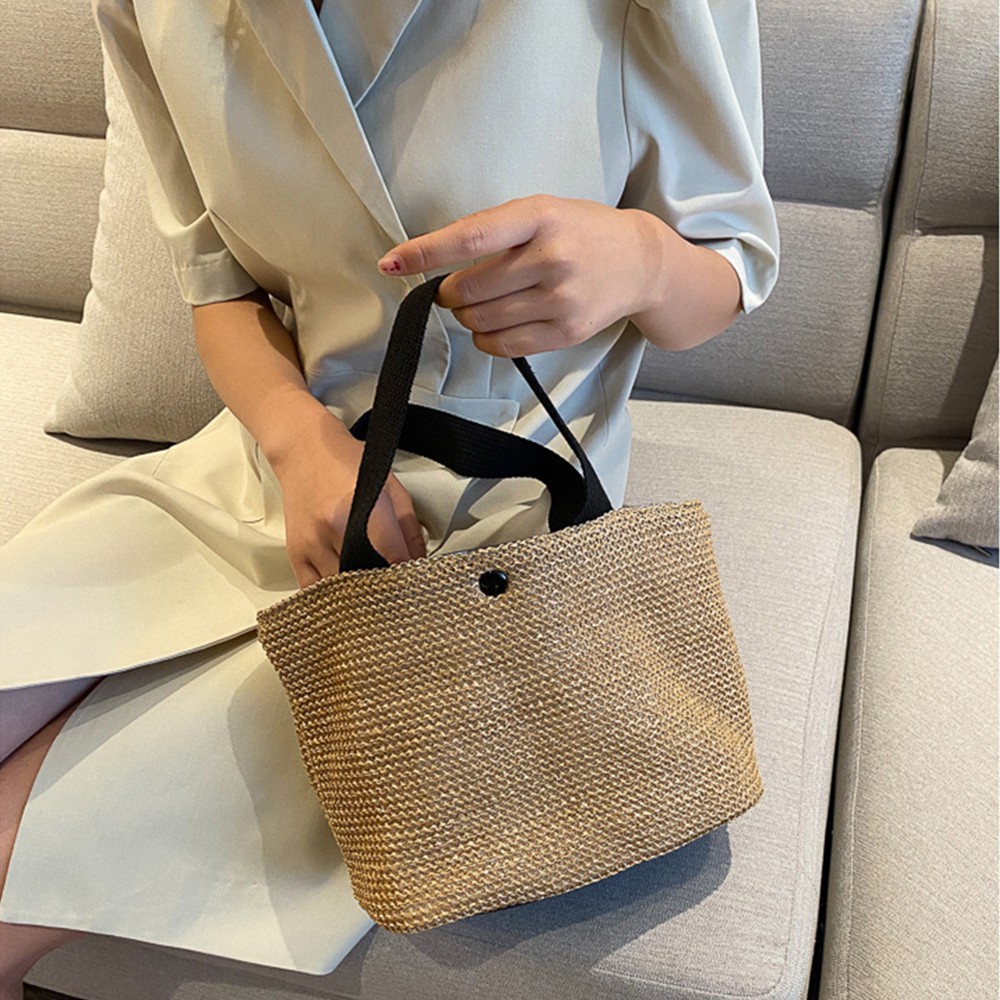 Okdeals Túi Tote Xách Tote Bằng Rơm Thủ Công Nhiều Màu Thời Trang Mùa Hè Đơn Giản Cho Nữ Mang Đi Mua Sắm