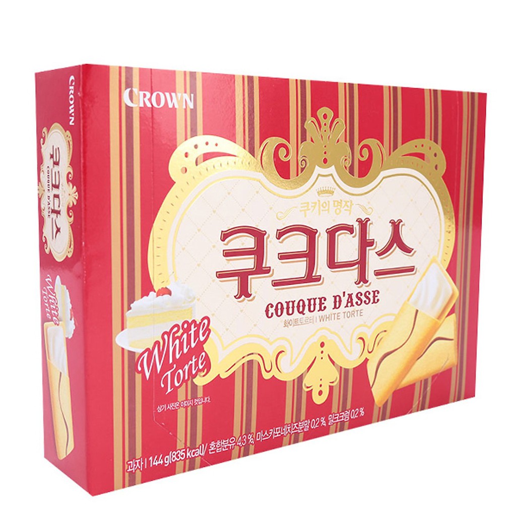 Bánh Ngọt Couque D'asse White Torte Crown Hộp 128 Gram - Nhập Khẩu Hàn Quốc
