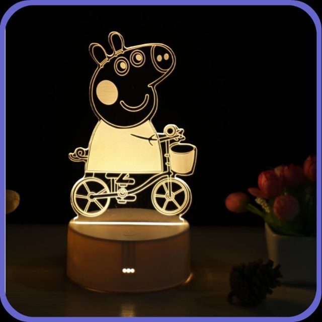 Đèn ngủ 3d HEO HOẠT HÌNH NGỘ NGHĨNH thu hút - Led trang trí đẹp ấn tượng - Món quà xinh dành tặng người thân yêu