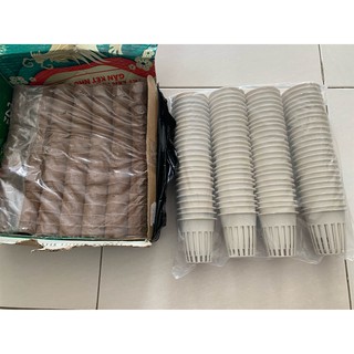 combo 50 viên nén sơ dừa ươm cây và 50 Rọ nhựa thủy canh 65X65X40 mm