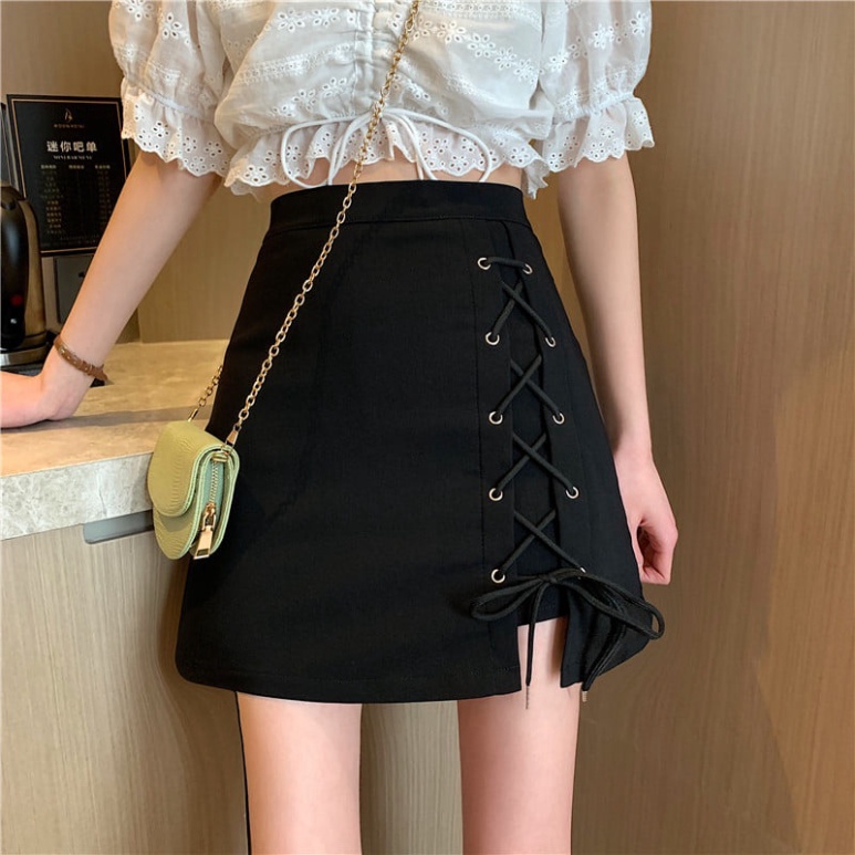 Chân váy đan dây dáng ngắn - Quần váy nữ dáng chữ A chất tuyết mưa có quần bảo vệ sẵn kho 3 size giá rẻ C372