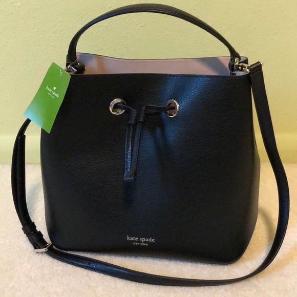 Túi đeo chéo nữ Kate Spade New York da eva màu đen size lớn-Kate Spade New York eva large bucket bag authentic