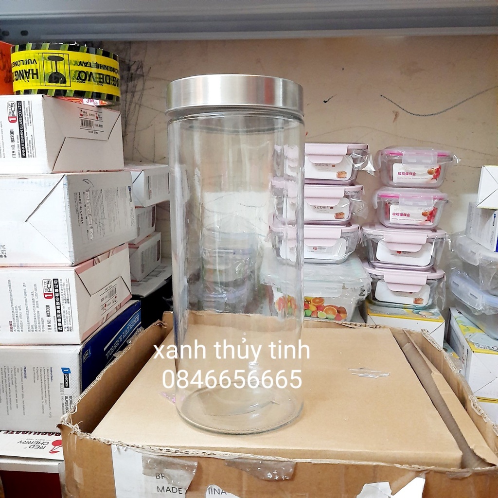 Hũ thủy tinh nắp xoáy inox 2200ml - Mã 1089L