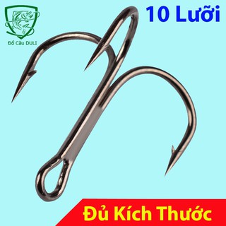 Combo 10 Lưỡi  Câu 3 Tiêu có ngạnh Thép không rỉ gắn mồi giả, câu lure lưỡi ba tiêu LC-6