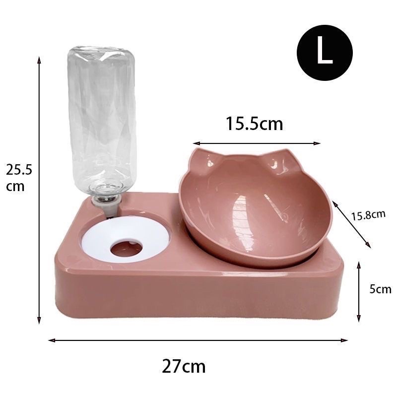 Combo Bát Ăn Chống Gù Đầu Mèo và Bình Nước cho Thú Cưng
