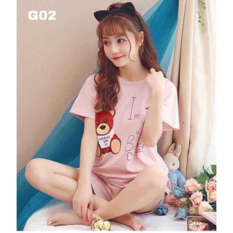 ĐỒ BỘ NỮ MẶC NHÀ PIJAMA mùa hè cotton thun thoáng mát cao cấp mã G02, G03