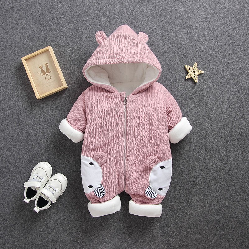 Bộ đồ trẻ em áo liền quần dày dặn, ấm áp cho bé 0-2 tuổi hình gấu cực dễ thương (CLOKID20190001)