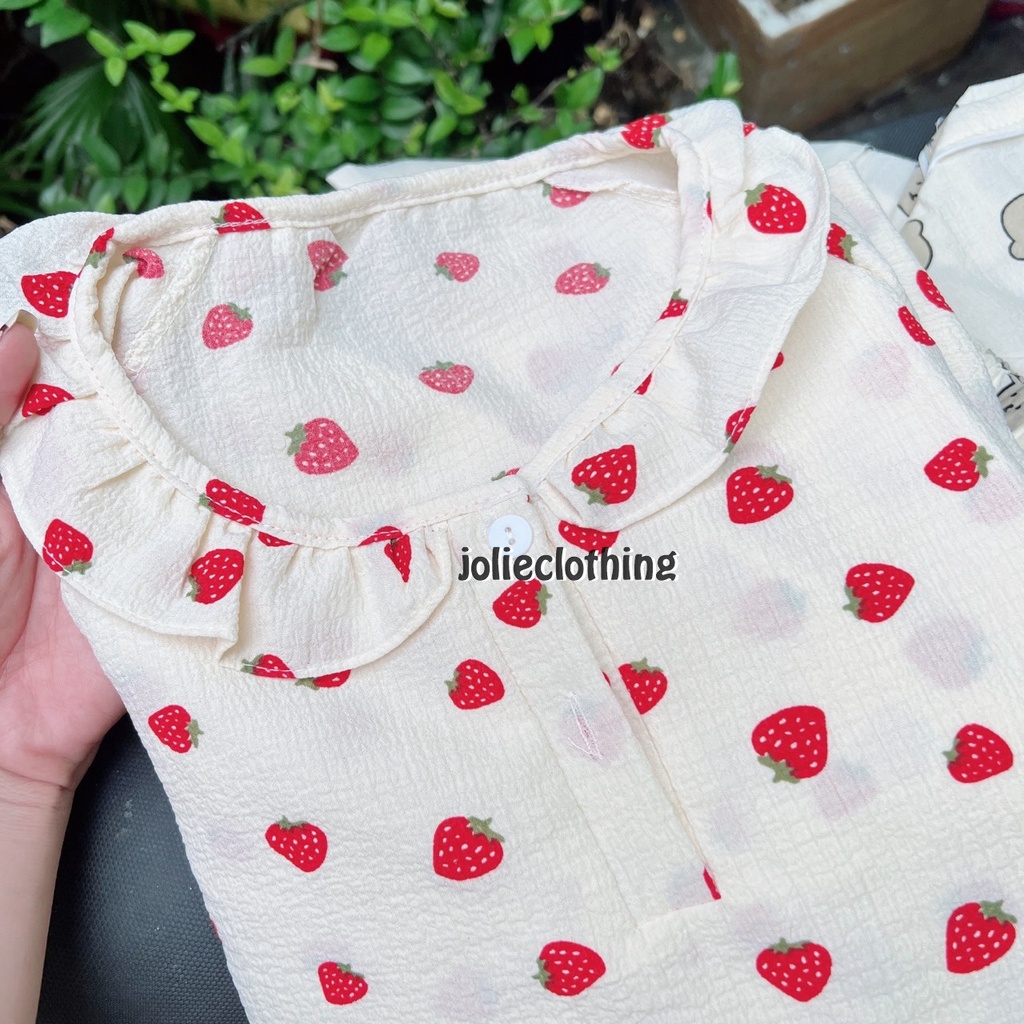 Đồ bộ pijama mặc nhà tay dài, quần dài hình gấu, thỏ, vịt dễ thương, chất xốp