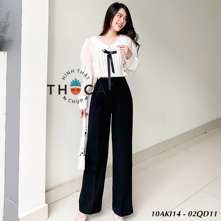 Quần tây công sở nữ kiểu ống rộng đen 3 nút 1168 THOCA HOUSE lịch thiệp, phối mọi trang phục, hợp mọi hoàn cảnh