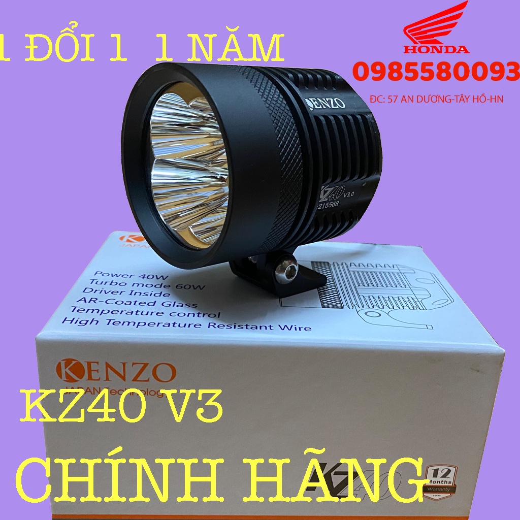 CHÍNH HÃNG - Kenzo  KZ40 v3 60W - mẫu 2021 - Đèn trợ sáng cao cấp chip LED sst sst20 tặng kèm lens vàng M60 L4x L4 M10