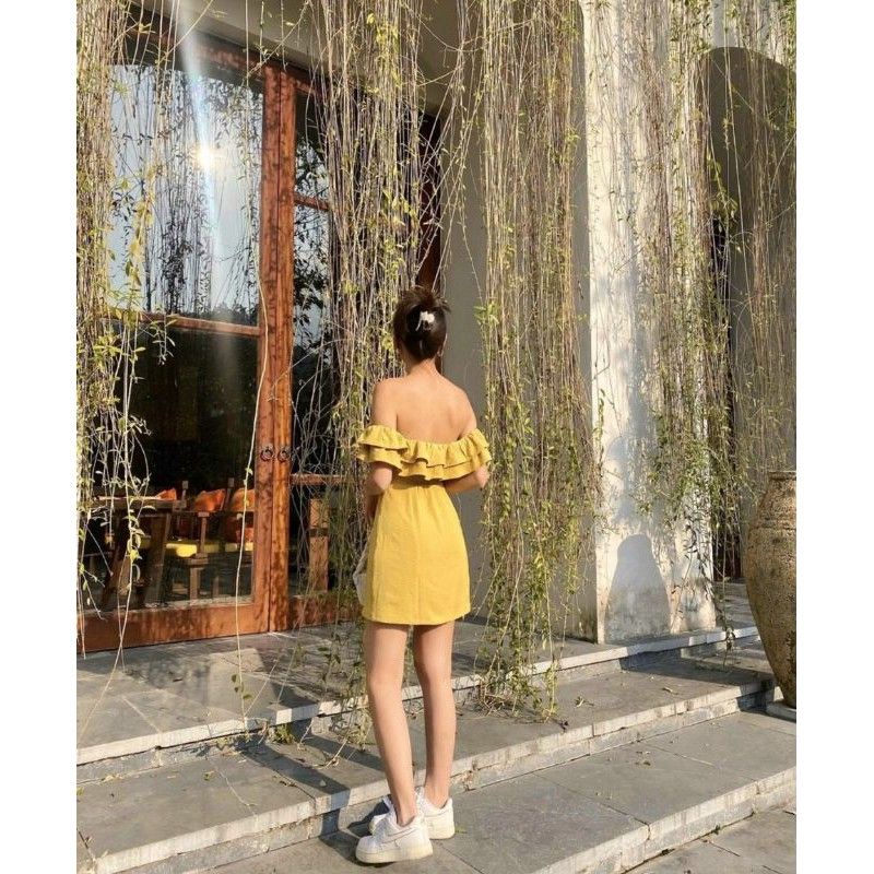 Đầm Bẹt Vai Bèo 2 Tầng Sang Chảnh
