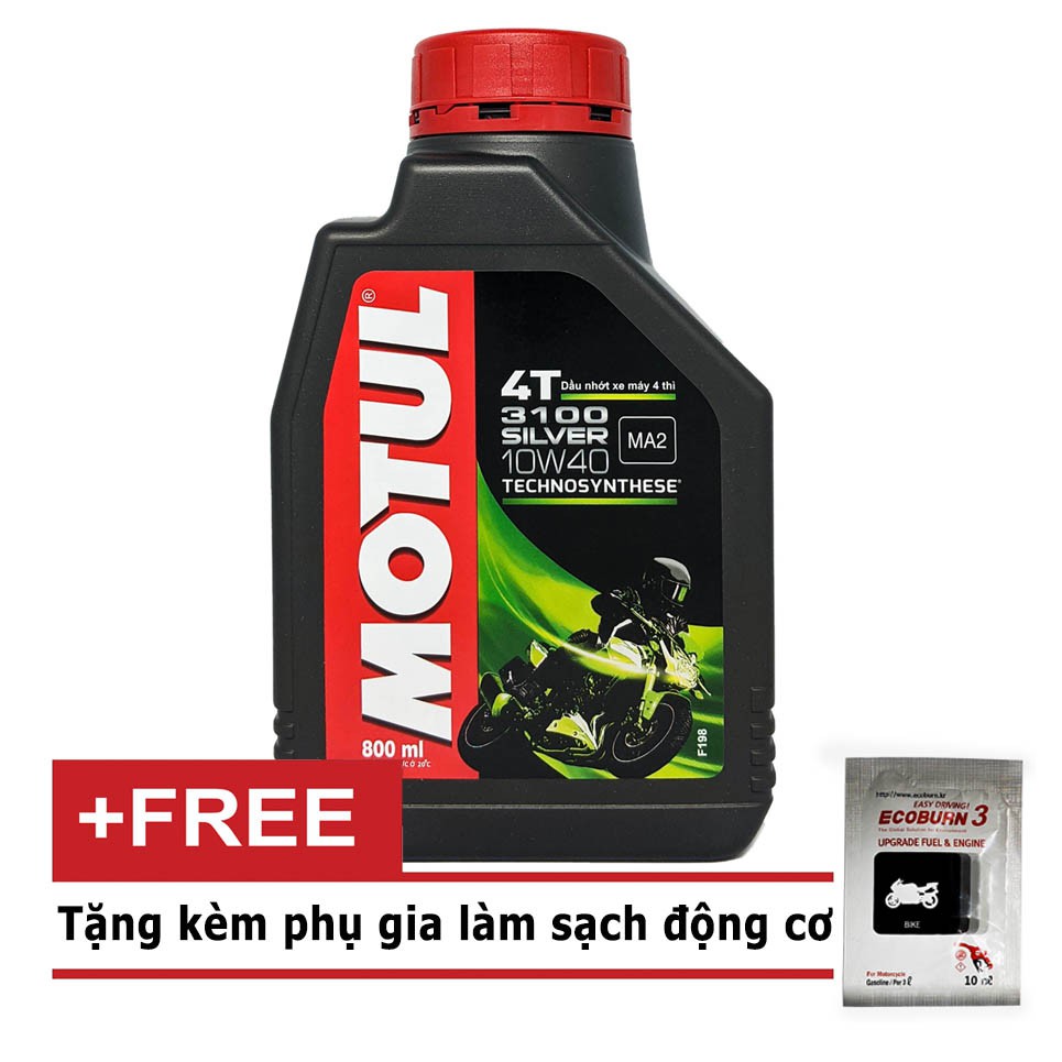 COMBO DẦU NHỚT XE SỐ MOTUL 3100 SILVER 4T 800ML(0.8L) -  PHỤ GIA SẠCH BUỒNG ĐỐT