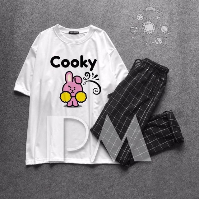 Sét áo 3D các hình+ quần karo nhỏ