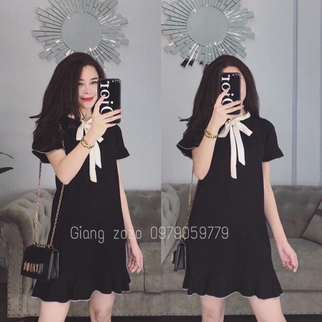 Váy len thắt nơ