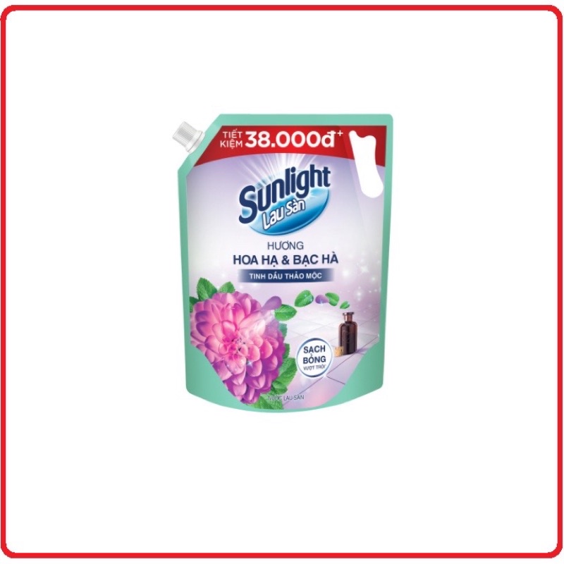 Nước lau sàn túi Sunlight 3,6kg hoa hạ & bạc hà tinh dầu thảo mộc