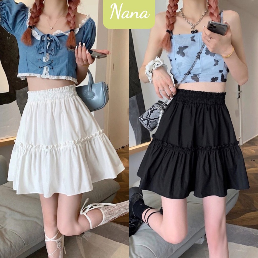 Chân váy ngắn 2 tầng ulzzang 🌺 chân váy ngắn 2 lớp vải voan cạp cao 🌺