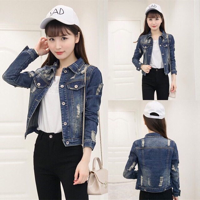 ⚡️ Áo Khoác Jean Nữ 2 Túi - Xé Gấu 782 | BigBuy360 - bigbuy360.vn