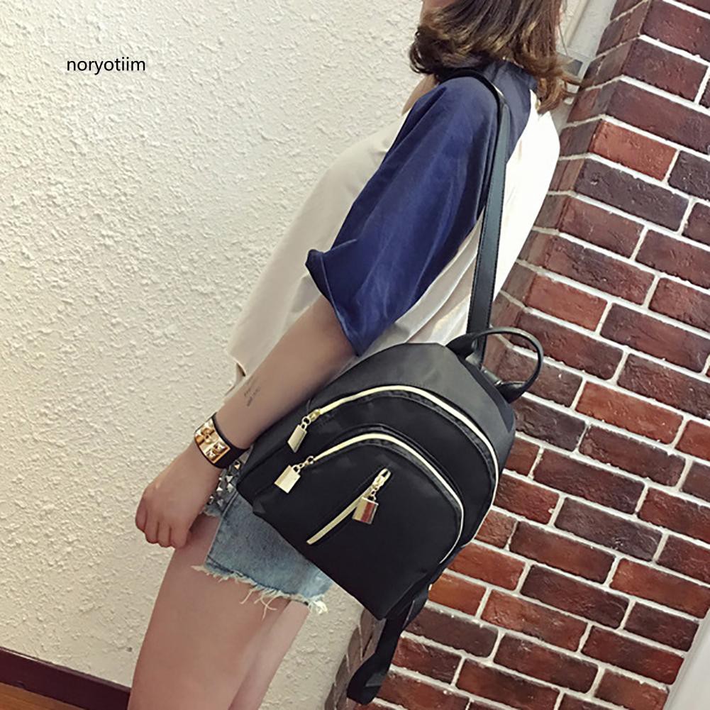 Balo học sinh nữ làm từ sợi nylon chống nước có khóa kéo
