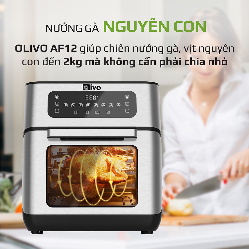 [Mã ELHADEV giảm 4% đơn 300K] Nồi chiên không dầu đa chức năng OLIVO AF 12