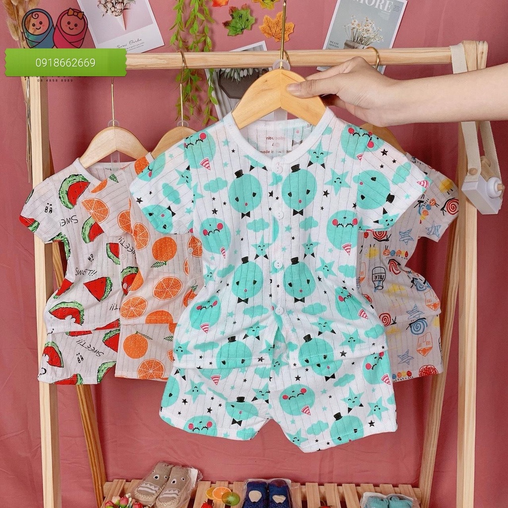 Bộ cộc tay cotton giấy khuy giữa mẫu mới 2022 size 3-14kg