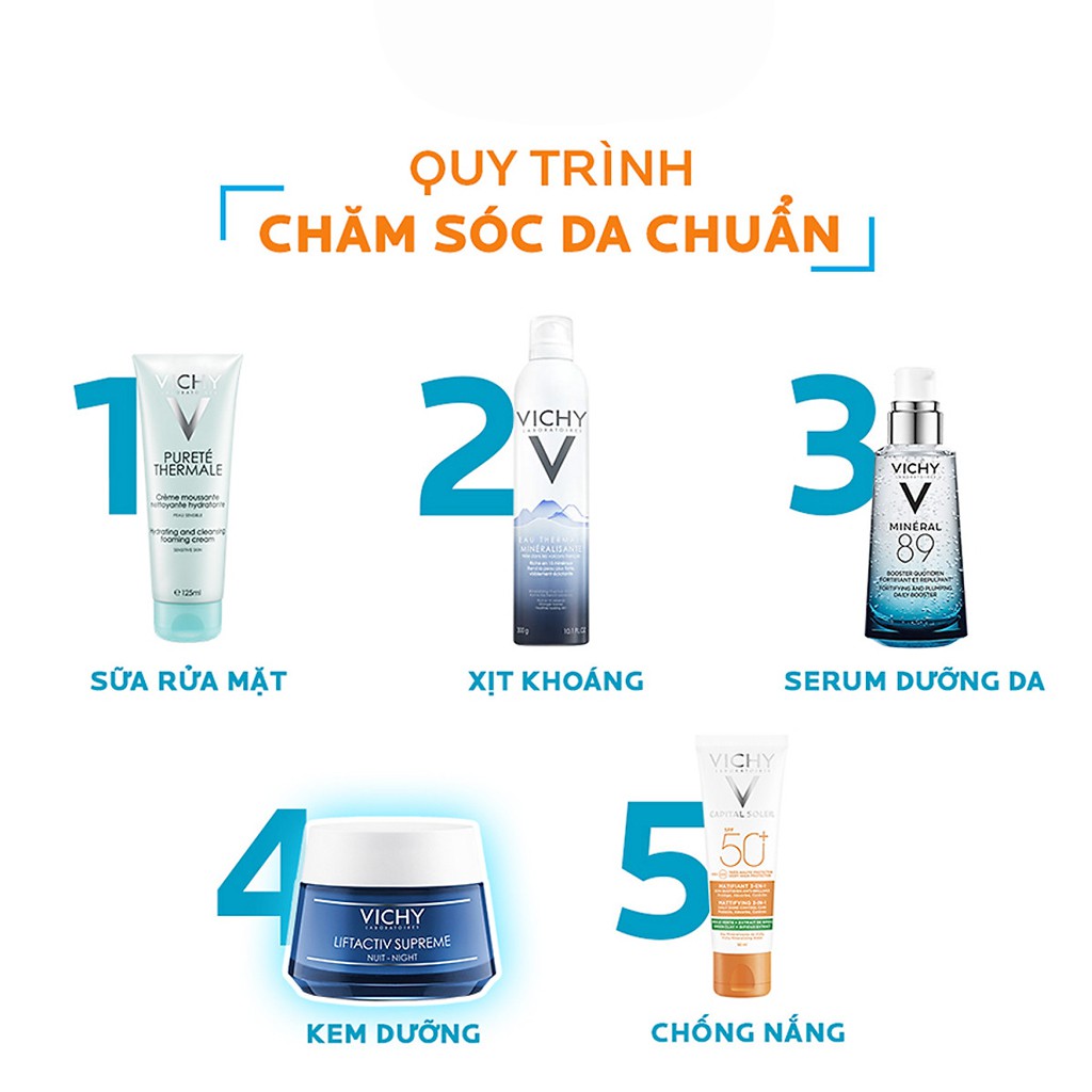 Kem đêm chống nhăn, làm săn chắc da chuyên sâu Vichy Liftactiv Night Supreme Anti-Wrinkle &amp; Firming Correcting Care 50ml