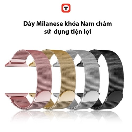 Dây milanese loop cho apple watch, khóa nam châm magnet, làm từ thép không gỉ 316L series 1-2-3-4-5-6