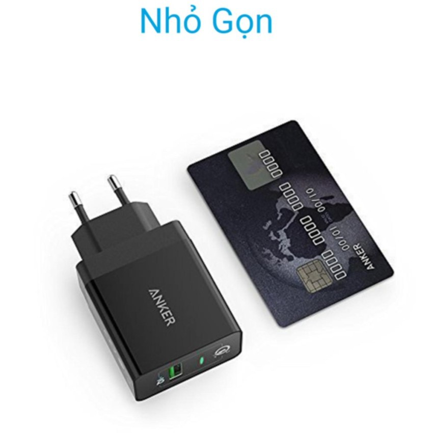 Sạc ANKER PowerPort+ 1 18w Quick Charge 3.0 PowerIQ chân tròn - A2013 - Hãng phân phối chính thức