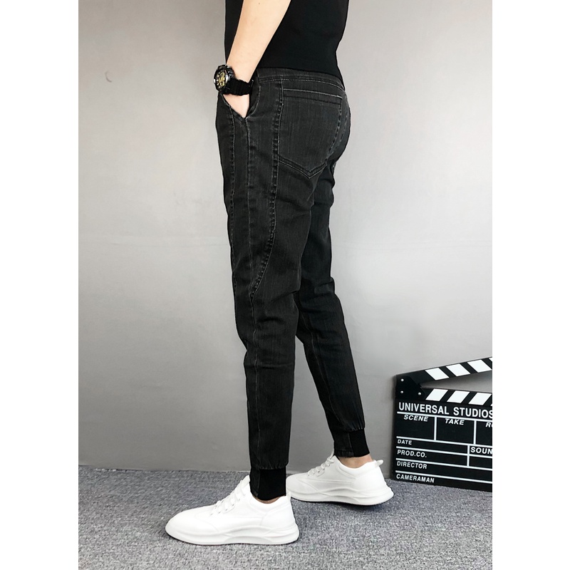 Quần Jogger Jean Nam (Màu Đen) Ống Suông Đứng Chất Vải Jean