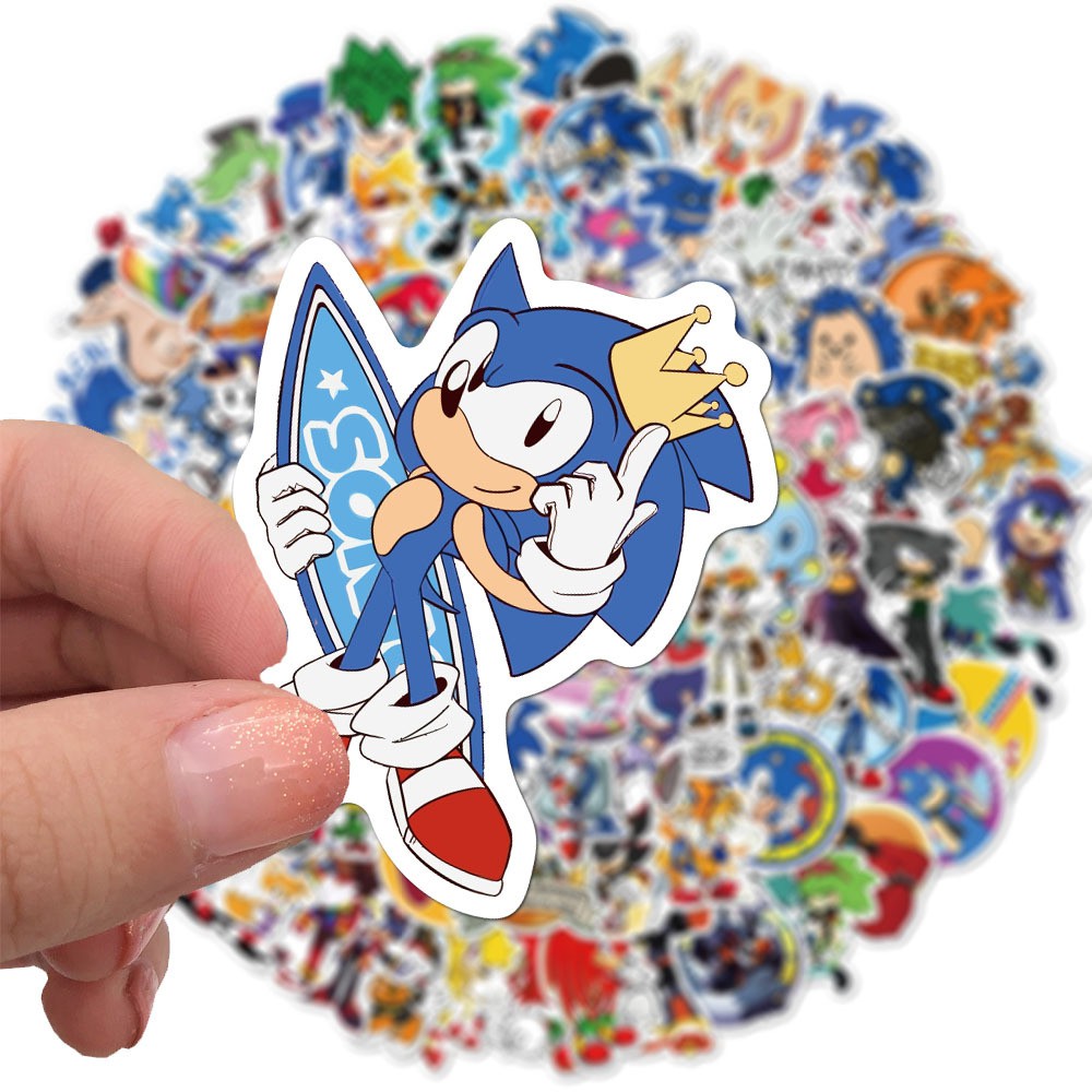 Set 100 miếng sticker dán trang trí chống thấm hình nhân vật trong Sonic the Hedgehog