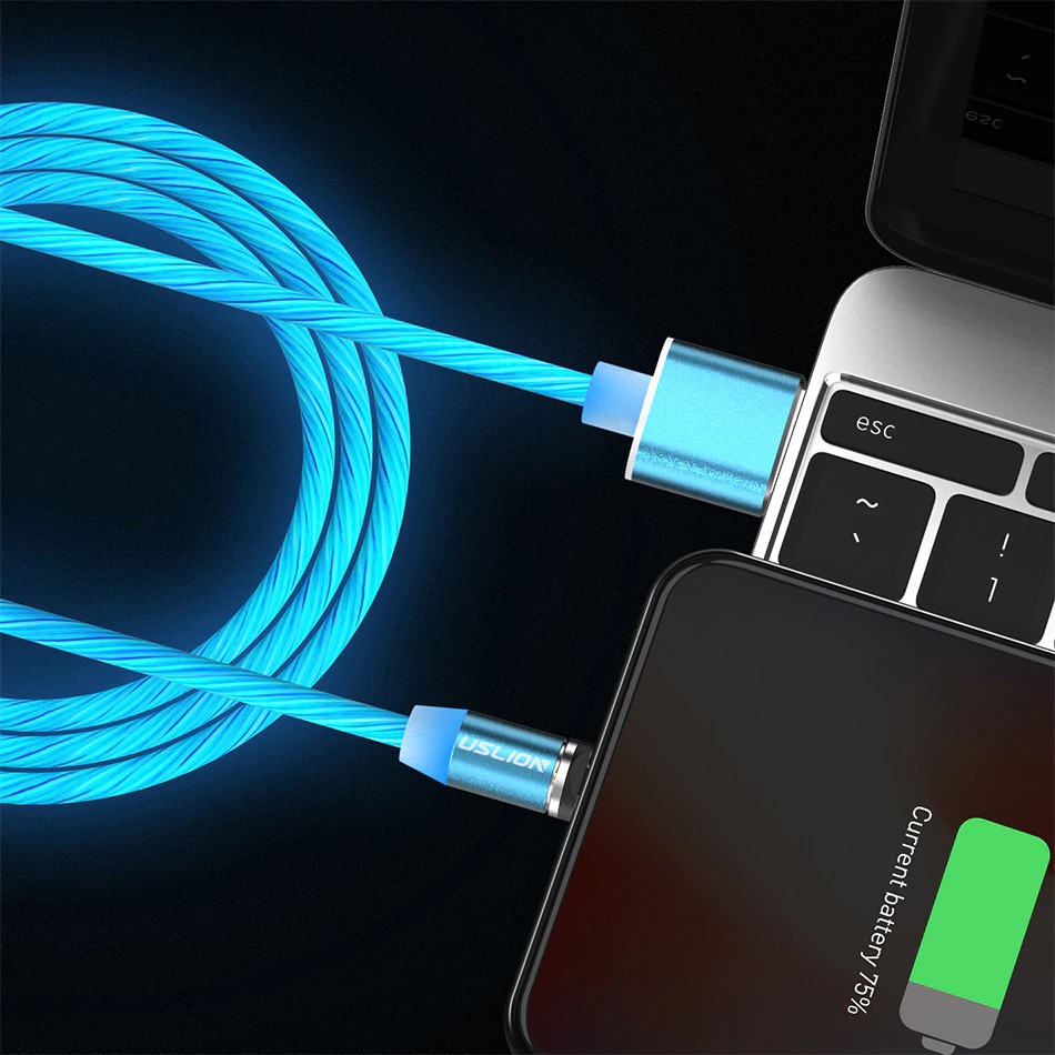 Dây cáp sạc nhanh có đèn LED cổng USB type C