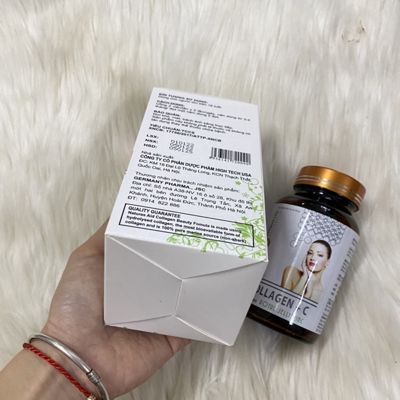 Viên Uống Đẹp Da Sáng Da Collagen + C Royal Jelly Zinc Lọ 60 viên - Chống lão hoá, giảm thâm nám, rụng tóc ngừa nếp nhăn