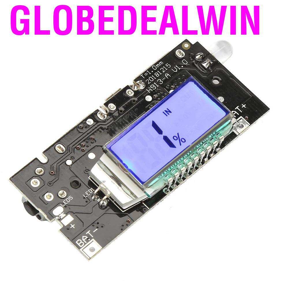 Globedealwin Dual USB 5V 1A/2.1A LCD Power Bank 18650 Lithium Battery Charger DIY Module