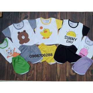 Set 5 bộ quần áo cộc tay cài khuy vai cho bé trai và bé gái