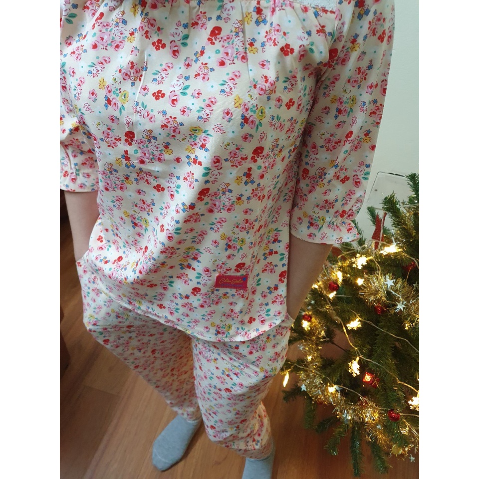 Đồ Ngủ Nữ Bộ Pijama tay lửng - chất lụa hàn Cao Cấp Mặc Nhà Họa Tiết Đẹp Mềm Mịn Không nhăn