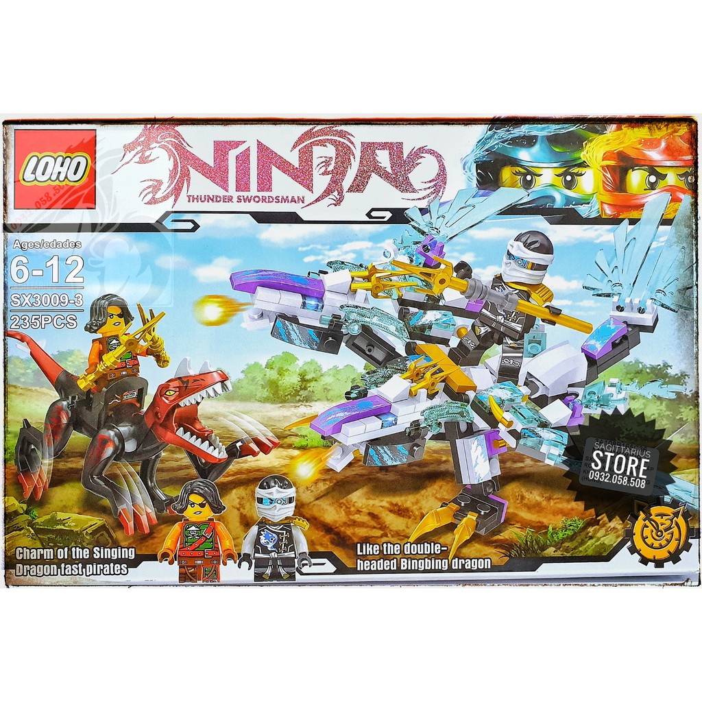 LEGO NinjaGo Lắp Ráp Robot Rồng , Khủng Long SX3009-3 ( Tím - 235 Miếng )