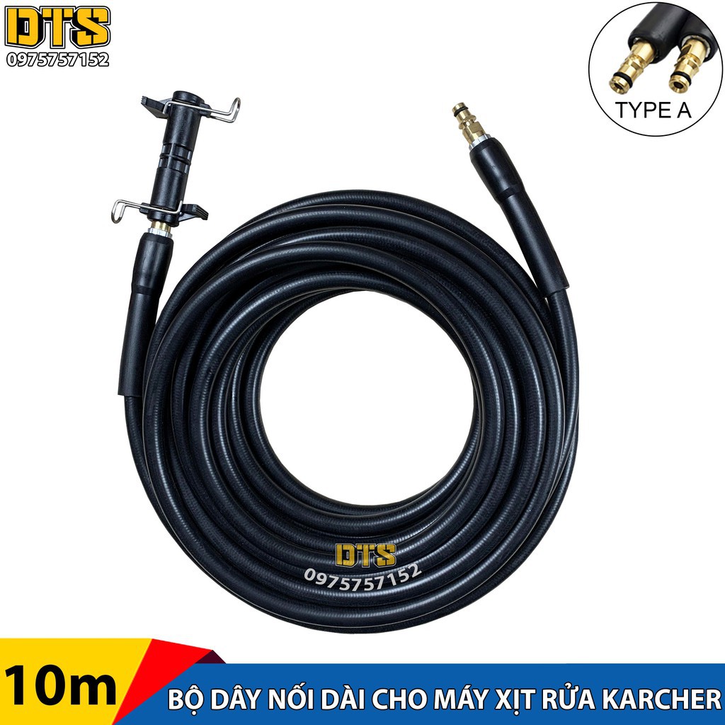 Bộ dây phun áp lực nối dài 10m máy rửa xe Karcher K2 - K7, kết nối nhanh, cao cấp - Máy phun rửa áp lực cao Karcher